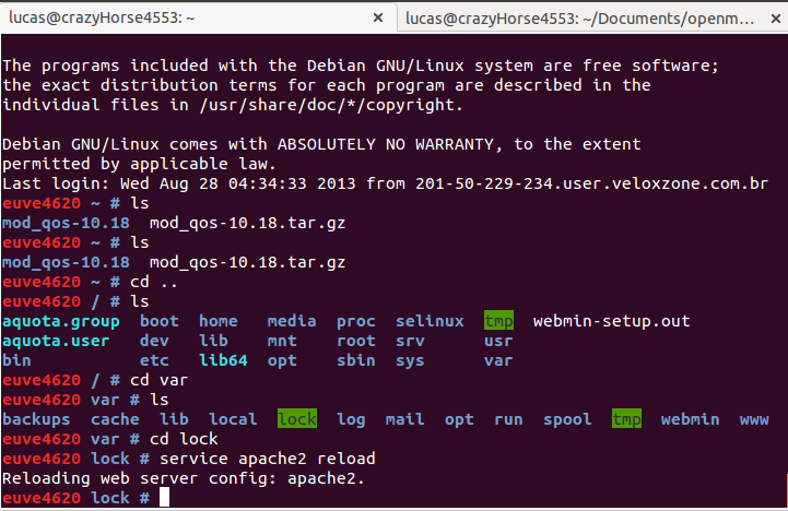 Debian Squeeze Terminal (SSH) com Texto Colorido