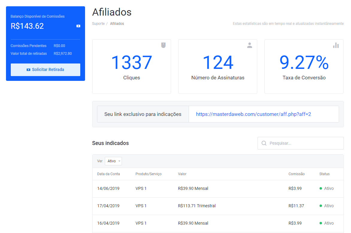 Painel do Revendedor